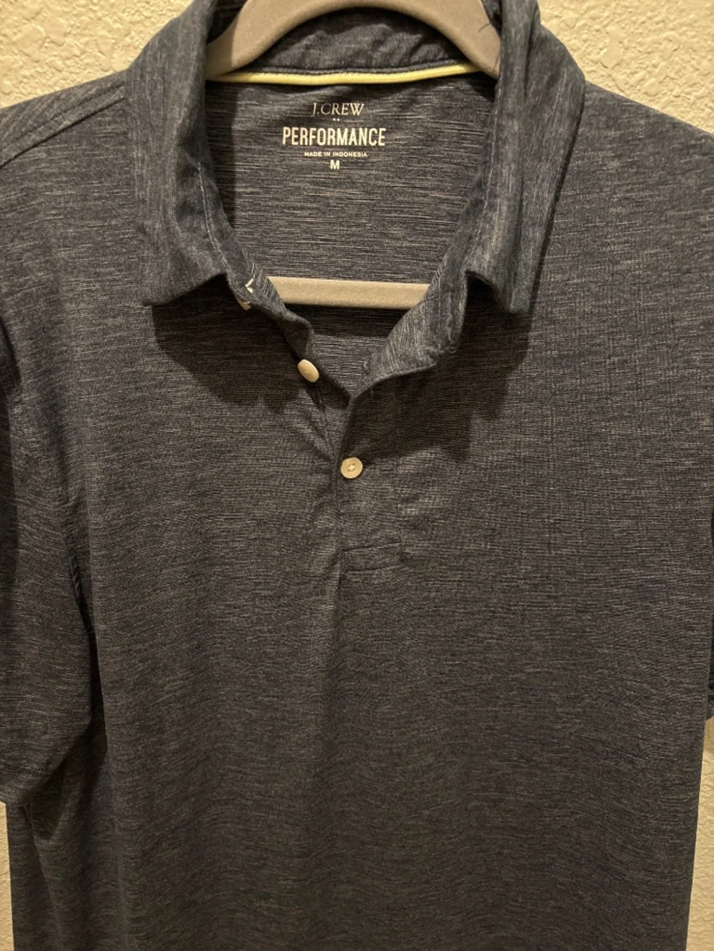 JCrew Men”s performance polo, Heather, blue, size medium